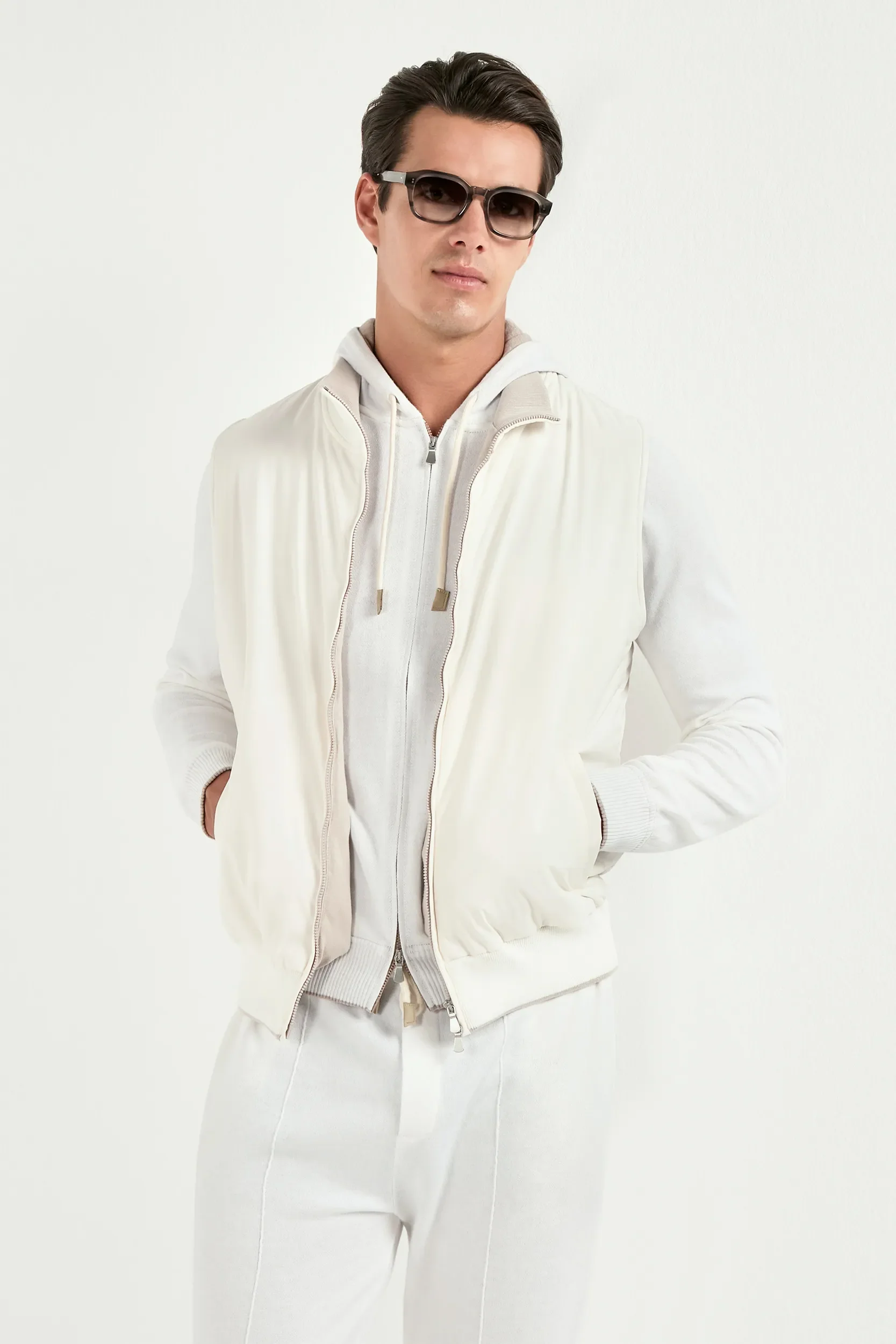 Off-white nylon vest - Made in Italy